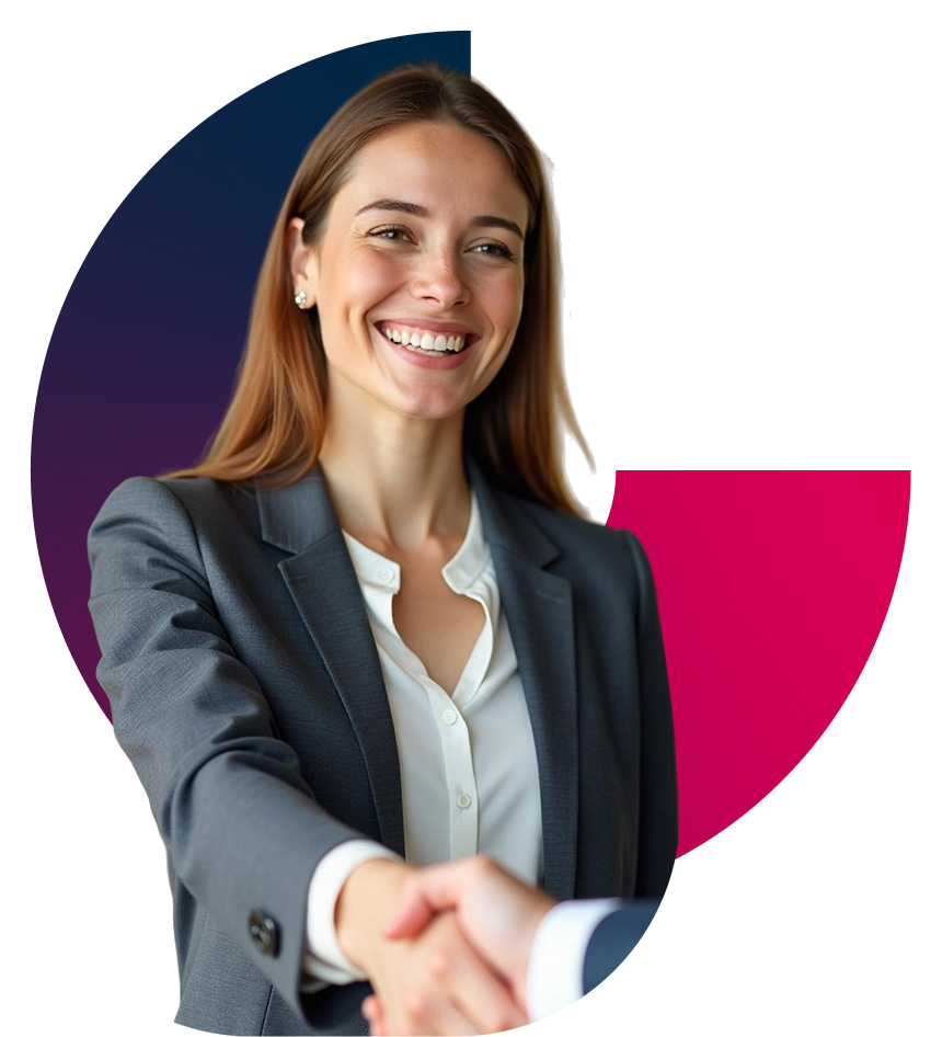 Mulher apertando a mão após um acordo Judicial